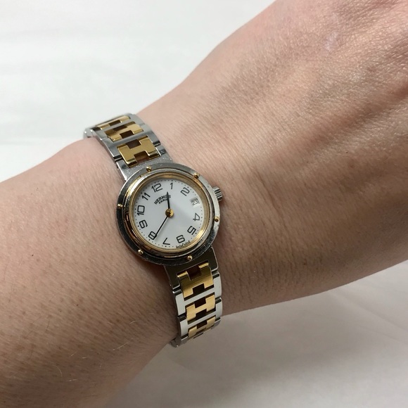 *SOLD* Hermès Steel & Gold Clipper in Leather Case - Picture 13 of 14